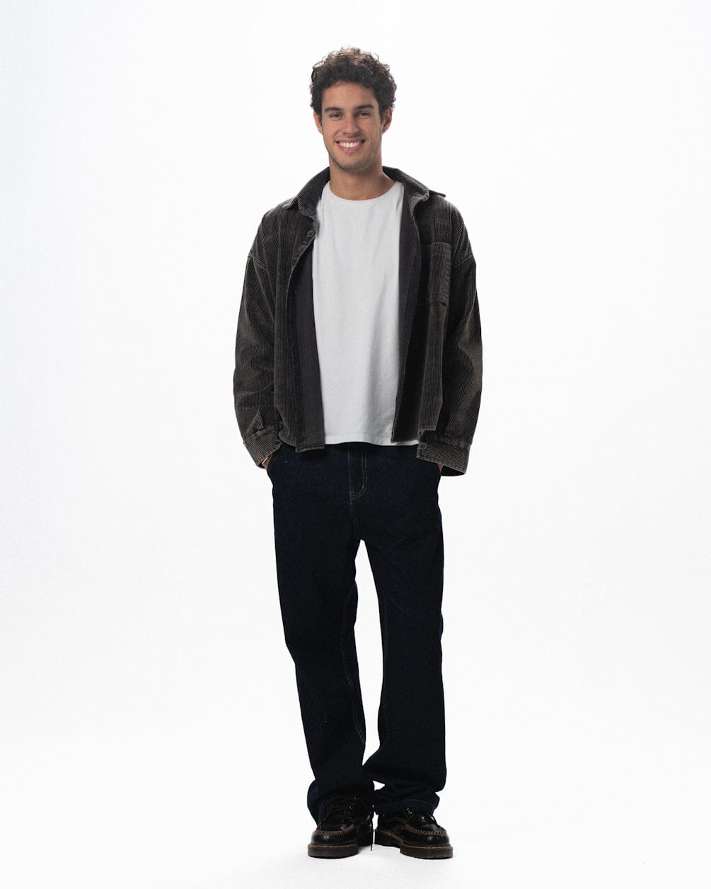 Dark Grey Oversized Washed Corduroy Shirt Corduroy Shirts IN YOUR SHOE