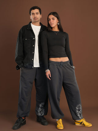 Dark Grey Printed Swants Swants IN YOUR SHOE S