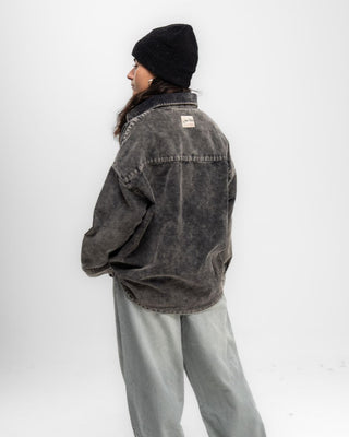 Dark Grey Super Oversized Washed Corduroy Shirt Corduroy Shirts IN YOUR SHOE