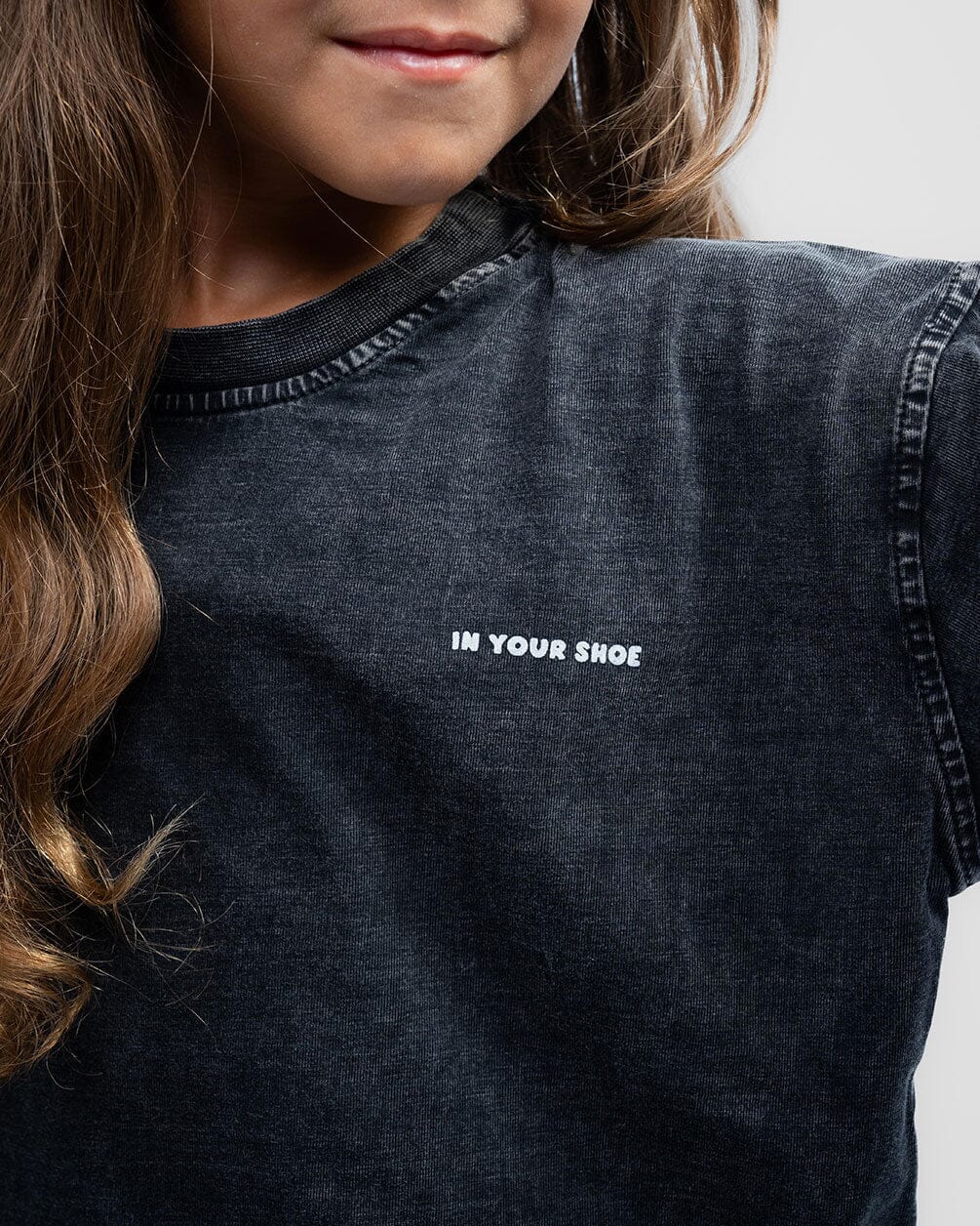 Dark Grey Washed Oversized Kids Tee Kids Washed Tees IN YOUR SHOE