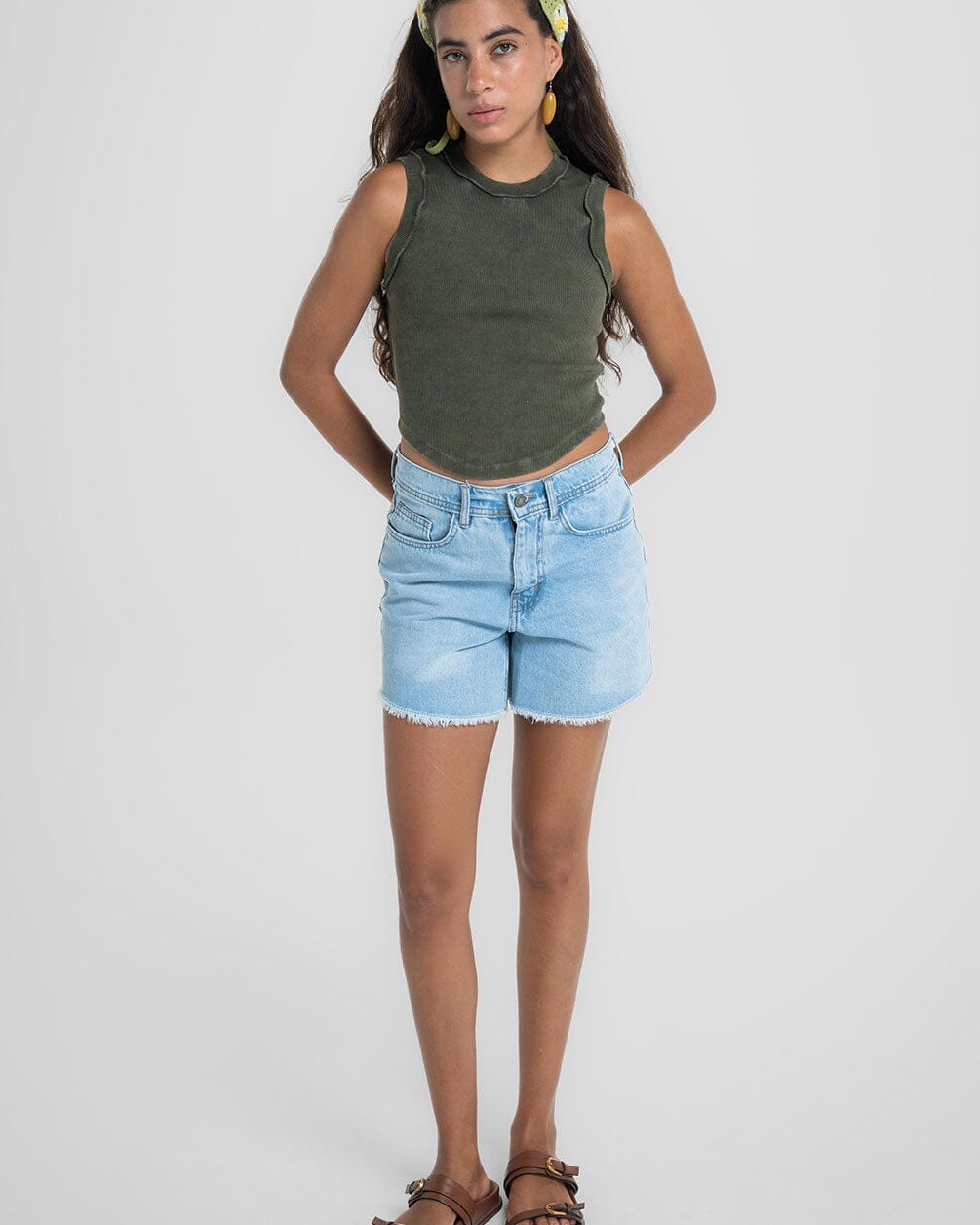 Dark Olive Washed Tank Top Tank Tops IN YOUR SHOE S