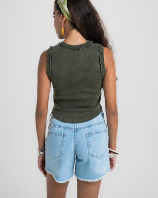Dark Olive Washed Tank Top Tank Tops IN YOUR SHOE