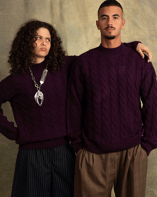 Dark Purple Cable Knit Sweater Cable Knit Sweater IN YOUR SHOE