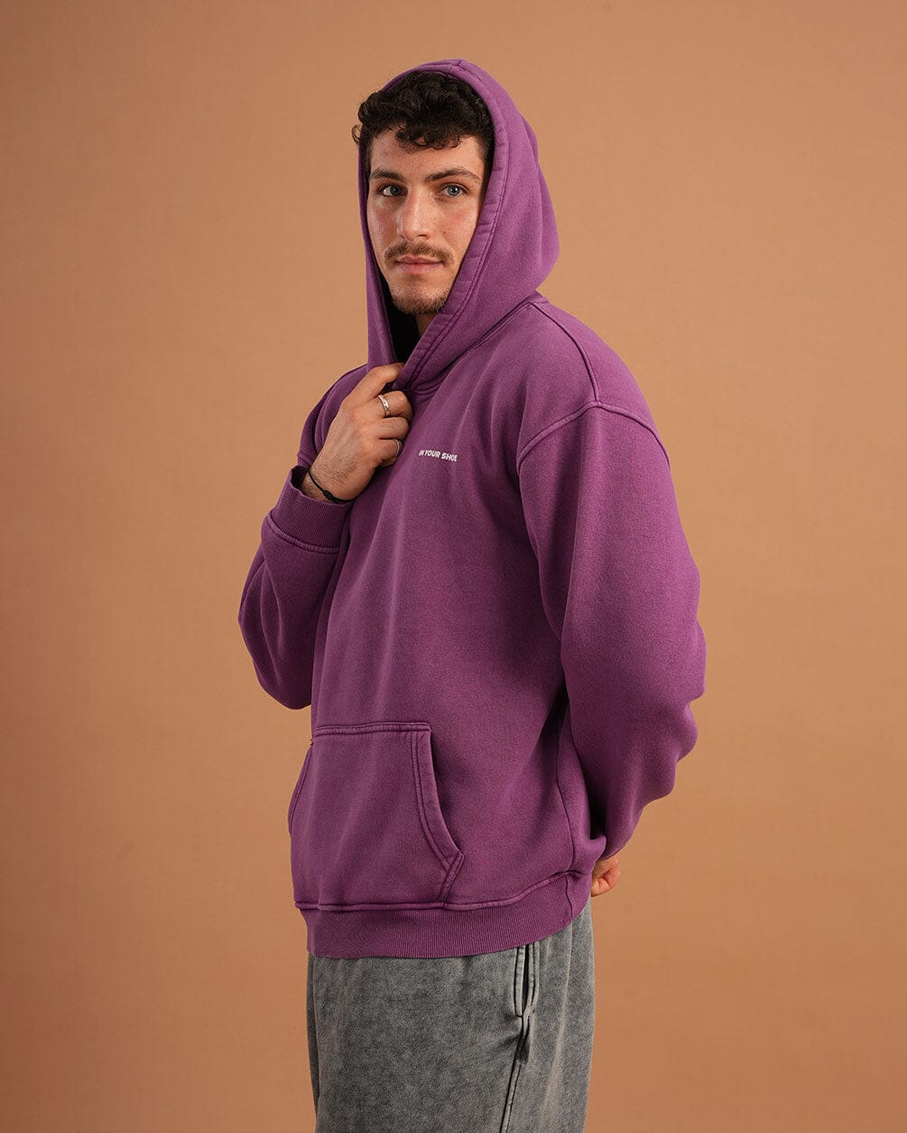 Dark Purple IYS Washed Hoodie Acid Washed Hoodies IN YOUR SHOE M