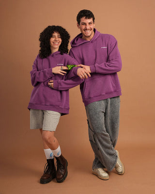 Dark Purple IYS Washed Hoodie Acid Washed Hoodies IN YOUR SHOE L