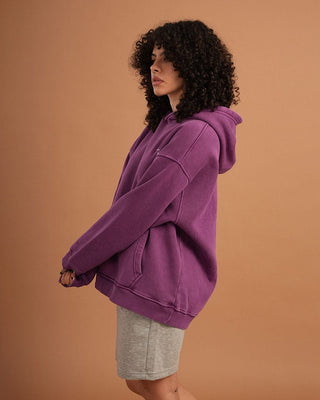 Dark Purple IYS Washed Hoodie Acid Washed Hoodies IN YOUR SHOE