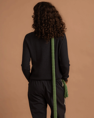 Deep Black Green Ribbed Mock Neck Top Neck Tops IN YOUR SHOE