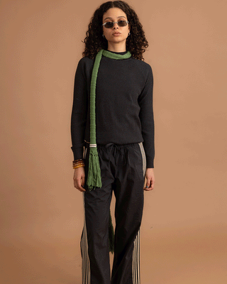 Deep Black Green Ribbed Mock Neck Top Neck Tops IN YOUR SHOE