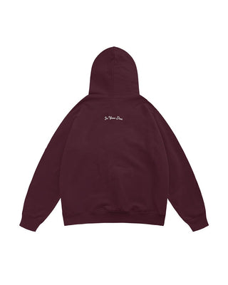 Deep Cherry Basic Heavy Boxy Hoodie Plain Hoodies IN YOUR SHOE M