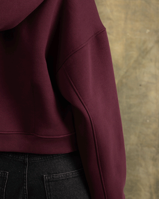 Deep Cherry Cropped Oversized Zip-Up Hoodie Zip Up Hoodies IN YOUR SHOE