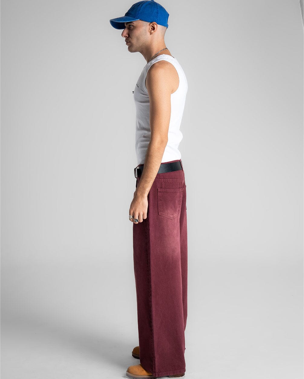 Deep Red Baggy Jeans Jeans IN YOUR SHOE 44