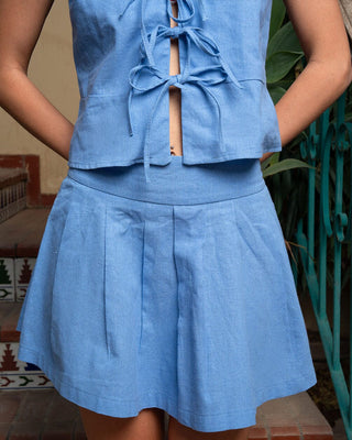 Denim Blue Linen Skirt Linen Skirt IN YOUR SHOE M