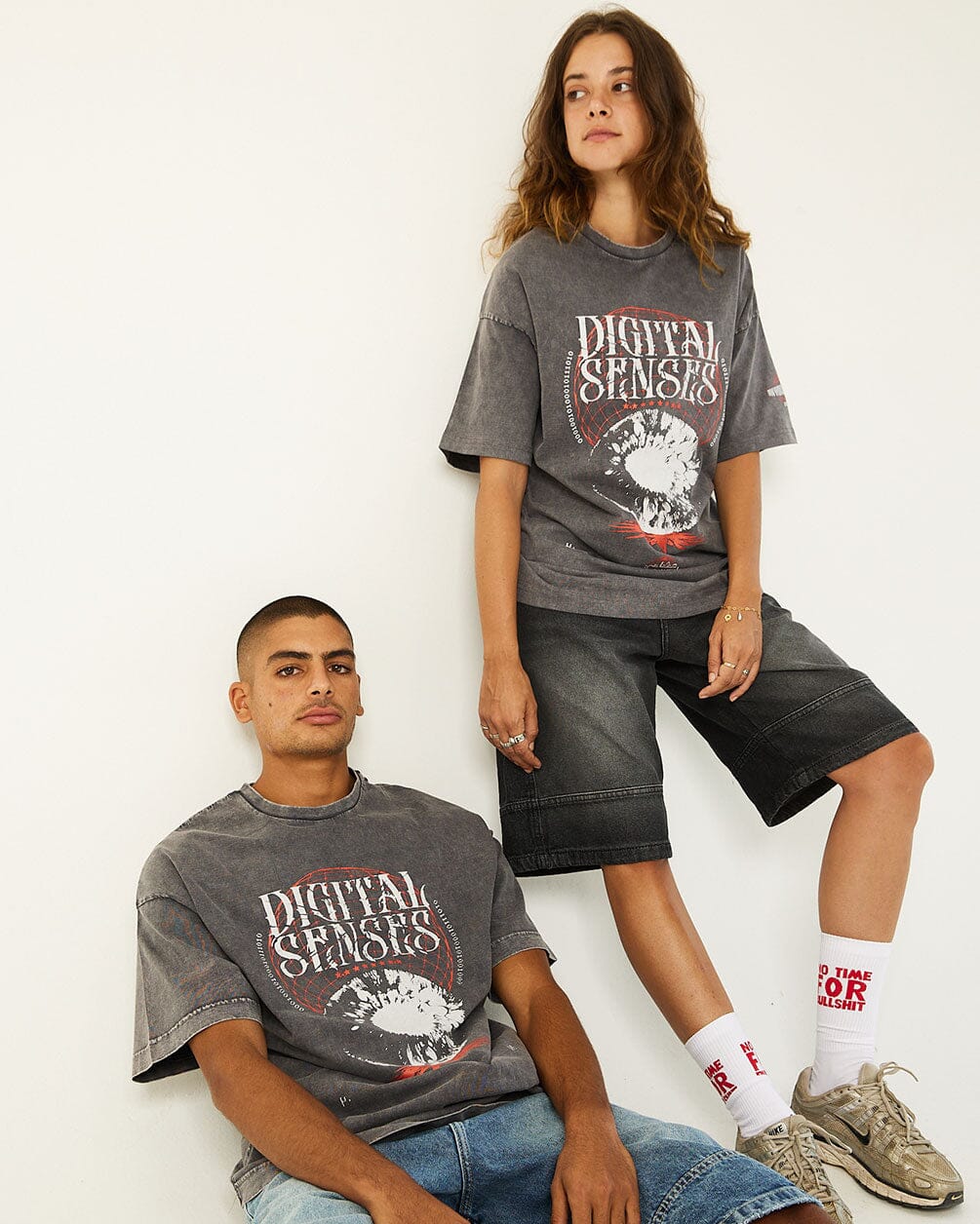 Digital Senses Acid Washed Oversized Tee Washed Oversized Tee IN YOUR SHOE