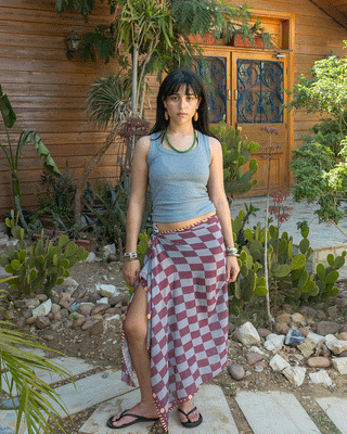 Dusty Pink Checks Maxi Flowy Wrap Flowy Wraps Maxi IN YOUR SHOE