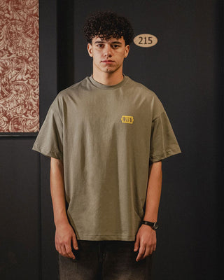 El Beit Beity Olive Oversized Tee Printed Oversized Tees In Your Shoe X SHAHID M