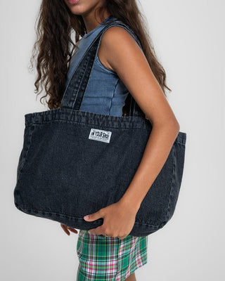 Everyday Black Denim Tote Bag Denim Totes IN YOUR SHOE