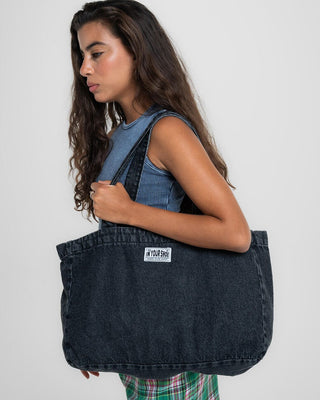Everyday Black Denim Tote Bag Denim Totes IN YOUR SHOE