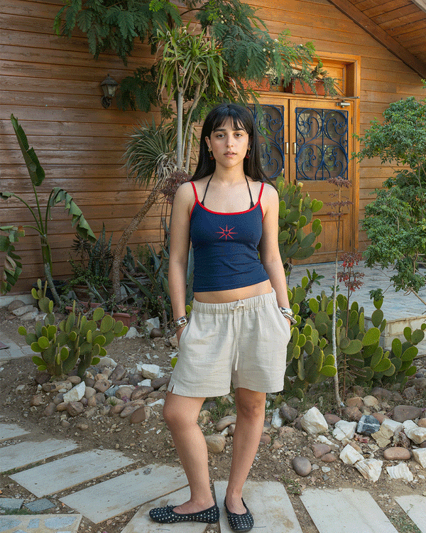Female Beige Crinkled Shorts