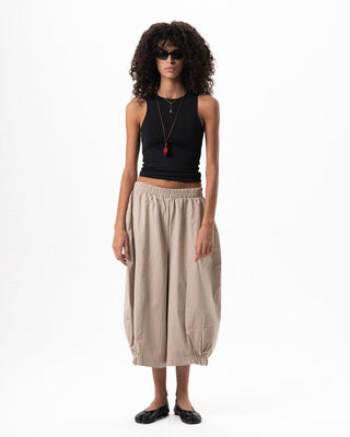 Female Beige Cropped Balloon Pants Pants IN YOUR SHOE S
