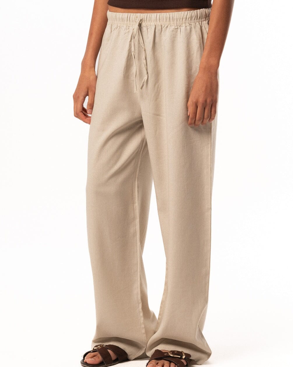 Female Beige Linen Wide Leg Pants Linen Pants IN YOUR SHOE XL