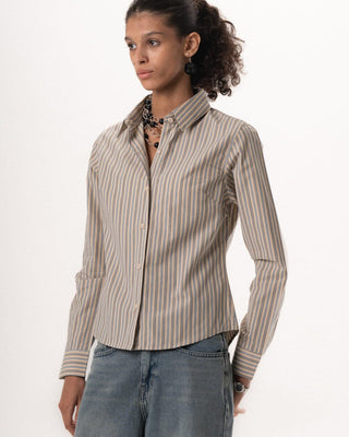 Female Beige Striped Regular Shirt Regular Shirts IN YOUR SHOE XL