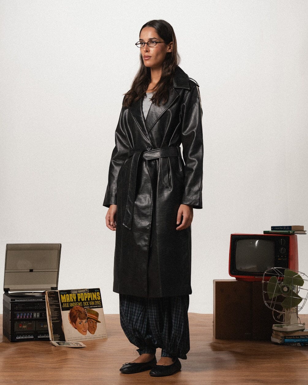 Female Black Oversized Leather Coat Coats IN YOUR SHOE S