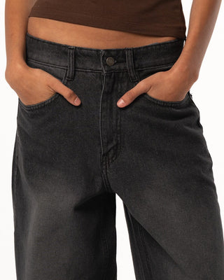 Female Black Washed Wide Leg Jeans Jeans IN YOUR SHOE 42