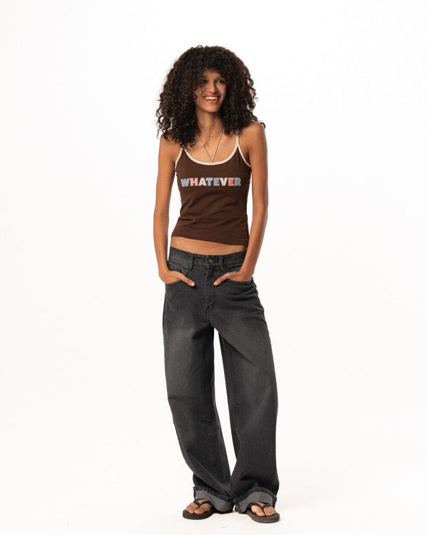 Female Black Washed Wide Leg Jeans