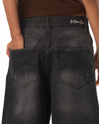 Female Black Washed Wide Leg Jeans Jeans IN YOUR SHOE 44
