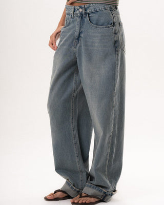 Female Blue Washed Wide Leg Jeans Jeans IN YOUR SHOE 40