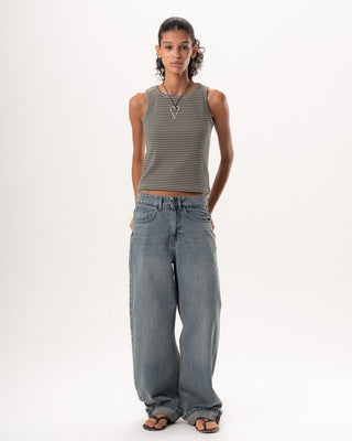 Female Blue Washed Wide Leg Jeans Jeans IN YOUR SHOE 34