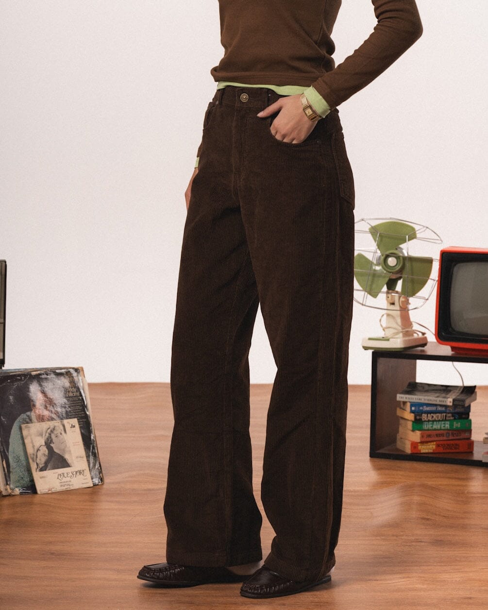 Female Brown Corduroy Pants Pants IN YOUR SHOE 38