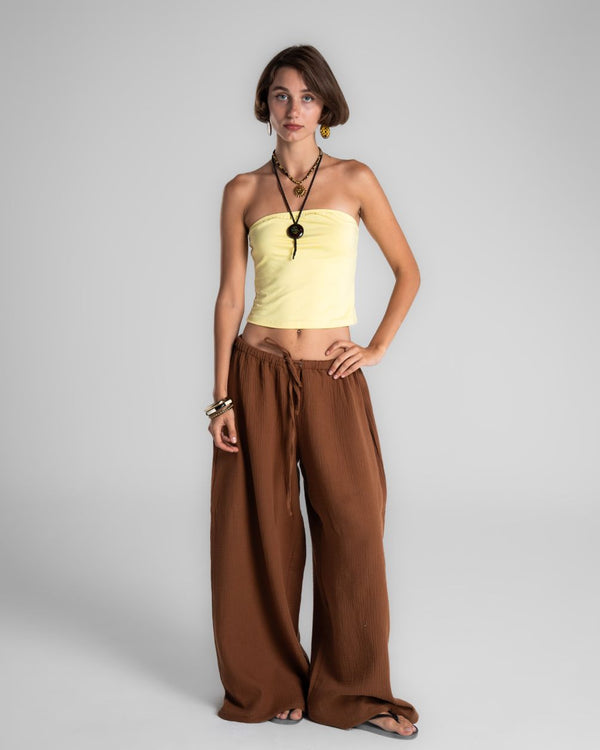 Female Brown Super Oversized Crinkled Pants