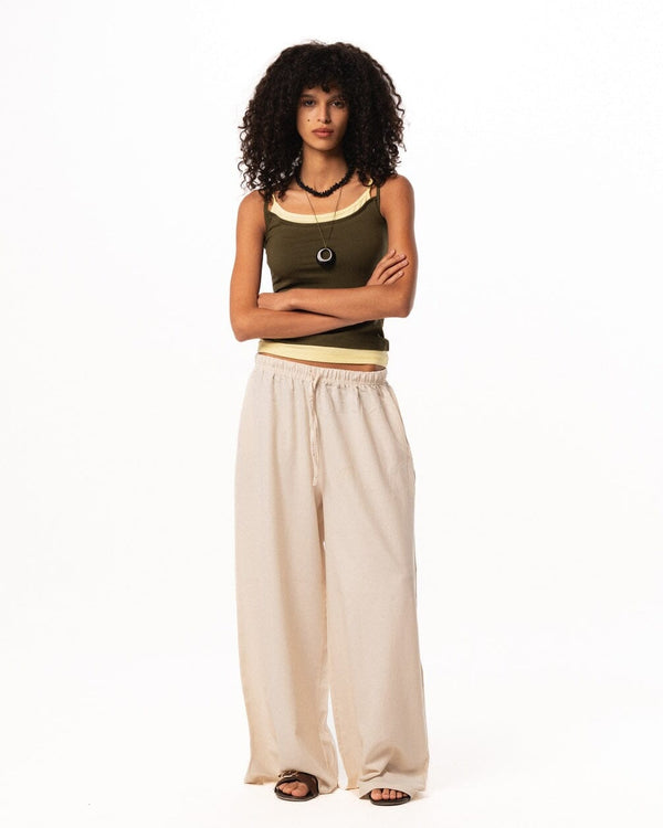 Female Creamy Super Oversized Linen Pants