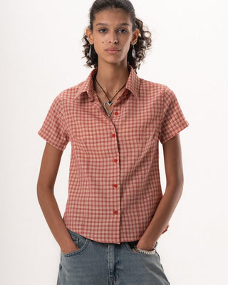Female Fuchsia Plaid Fitted Shirt Fitted Shirts IN YOUR SHOE XL