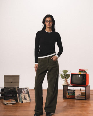 Female Green Corduroy Pants Pants IN YOUR SHOE 34