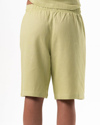 Female Green Oversized Linen Shorts Linen Shorts IN YOUR SHOE L
