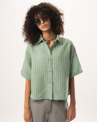 Female Green Plaid Oversized Shirt Oversized Shirts IN YOUR SHOE L