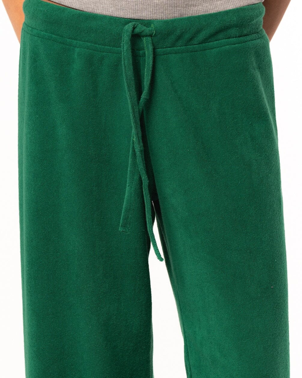 Female Green Straight Terry Pants Pants IN YOUR SHOE
