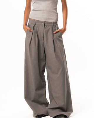 Female Grey Loose Office Pants Pants IN YOUR SHOE M