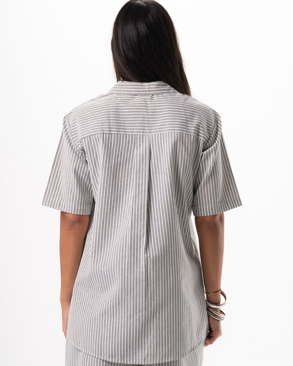 Female Grey Striped Oversized Set Linen Set IN YOUR SHOE