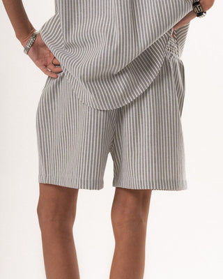Female Grey Striped Oversized Shorts Linen Shorts IN YOUR SHOE L