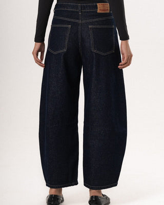Female Navy Washed Barrel Fit Jeans Jeans IN YOUR SHOE 38