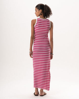 Female Pink Horizontal Striped Knit Dress Knit Dress IN YOUR SHOE M
