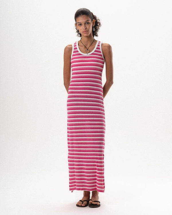Female Pink Horizontal Striped Knit Dress