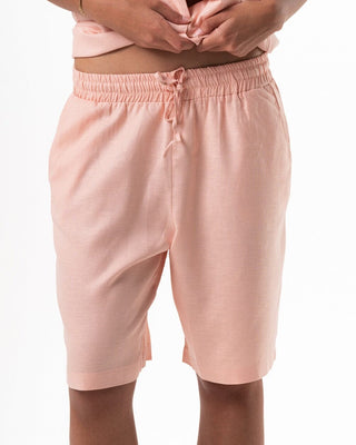 Female Pink Oversized Linen Shorts Linen Shorts IN YOUR SHOE S