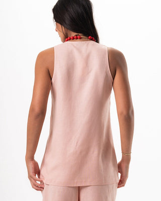 Female Pink Oversized Linen Vest Linen Vest IN YOUR SHOE L