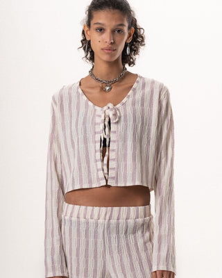 Female Pink Striped Long Sleeve Knit Top Knitwear IN YOUR SHOE M