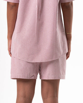Female Red Striped Oversized Shorts Linen Shorts IN YOUR SHOE M