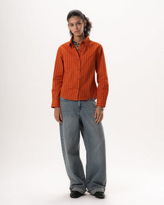Female Red Striped Regular Shirt Regular Shirts IN YOUR SHOE S